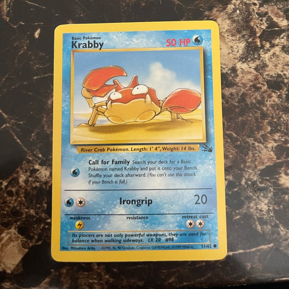 Krabby 1995 Pokémon card